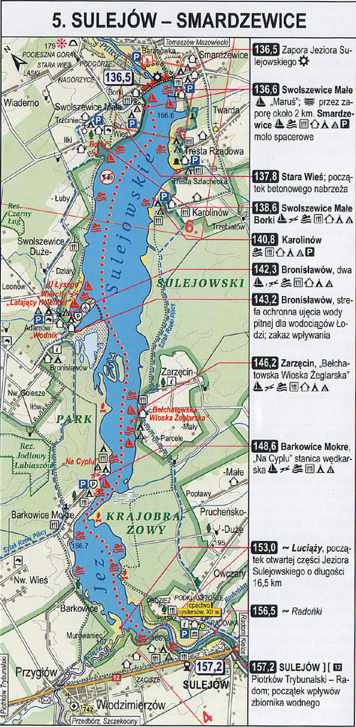 Pilica - mapa z kilometrażem, odcinek 5